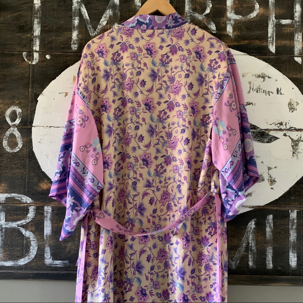 Bohemian Lilac Floral Kimono Maxi Poinciana Duster
